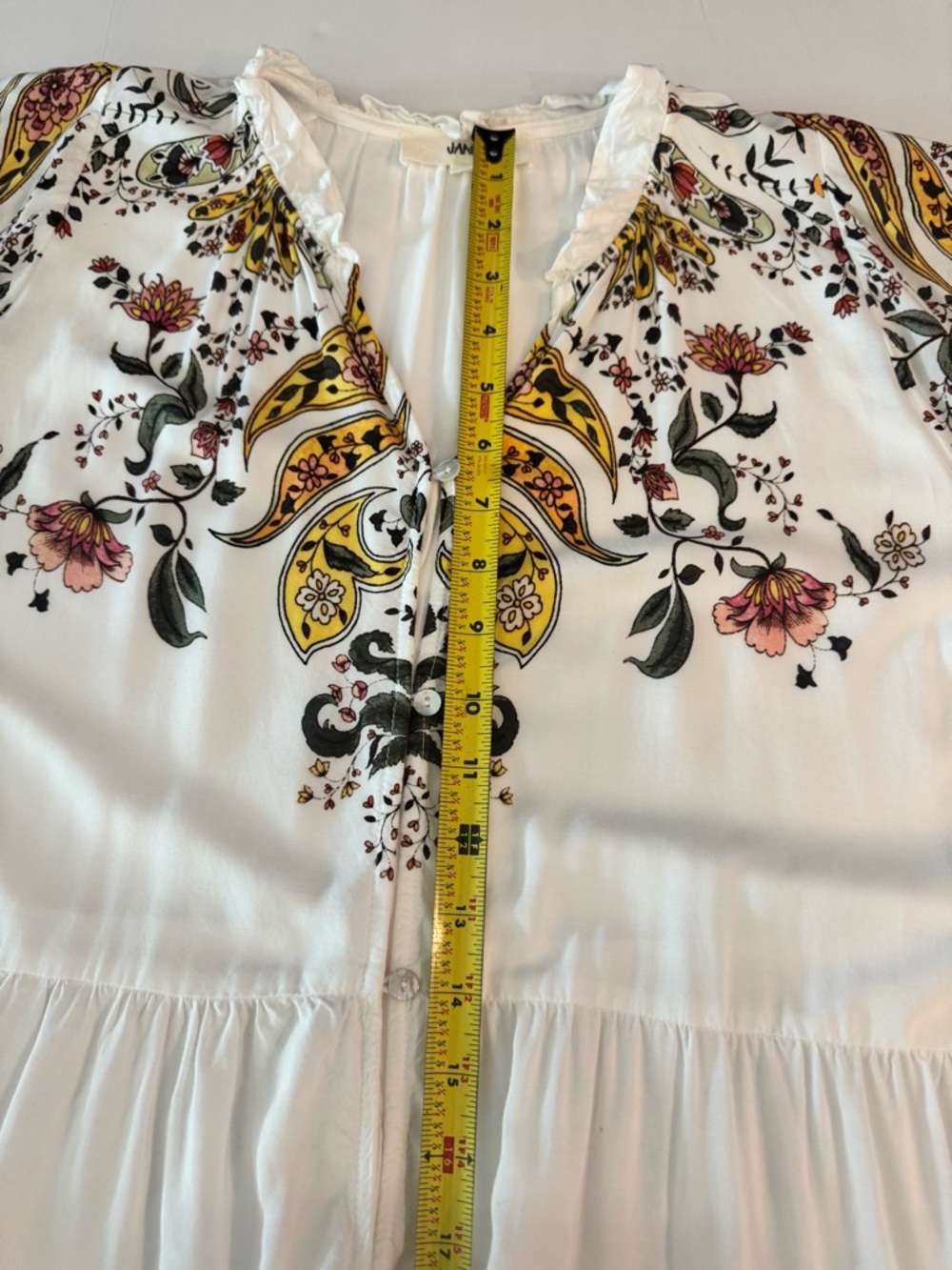 Jaase White Floral Print Button Down Maxi Dress, Lightweight Oversized Flowy - Picture 12 of 14